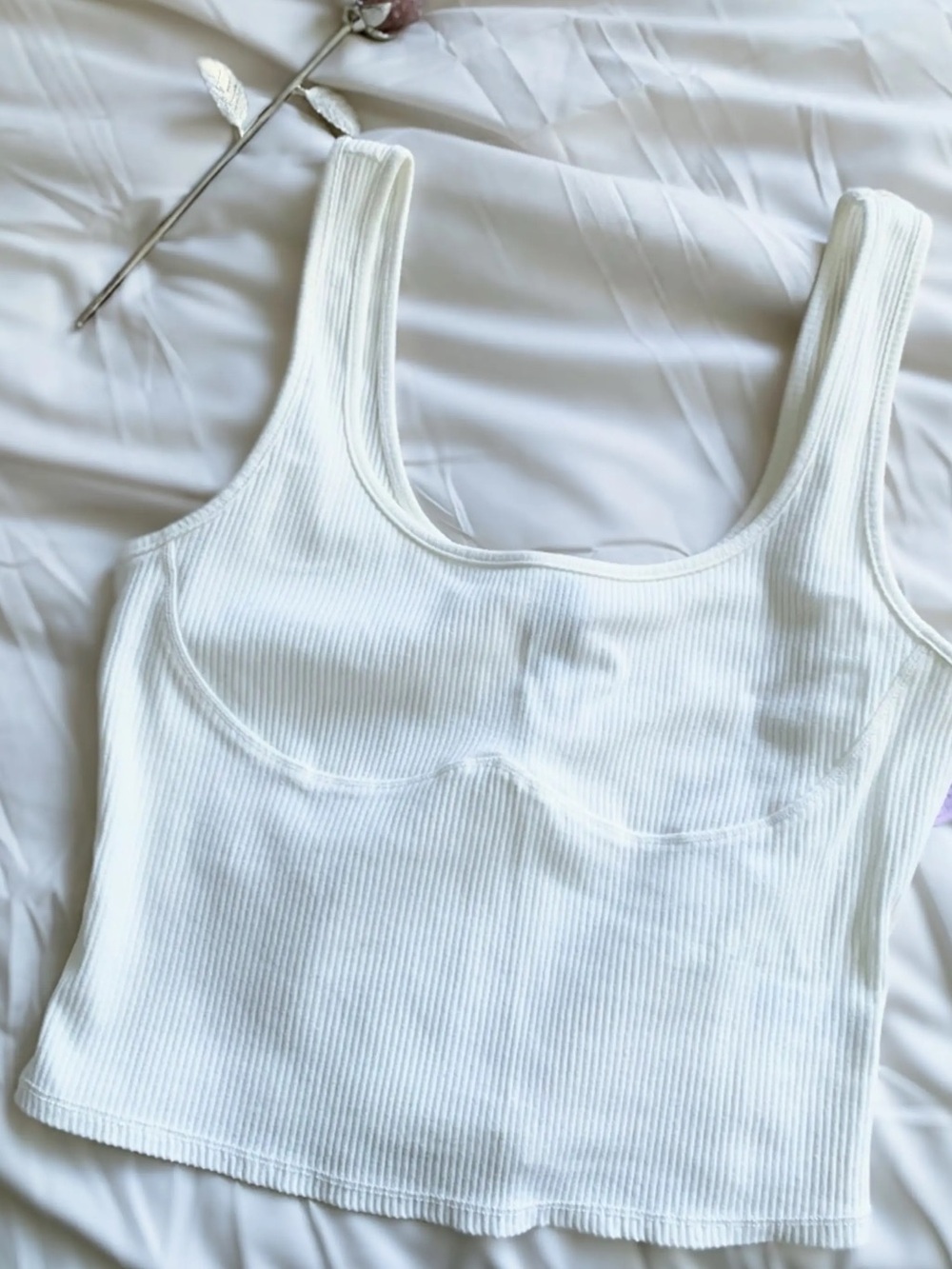 Wild Fable | White Ribbed Bust Seam Tank Top Size L